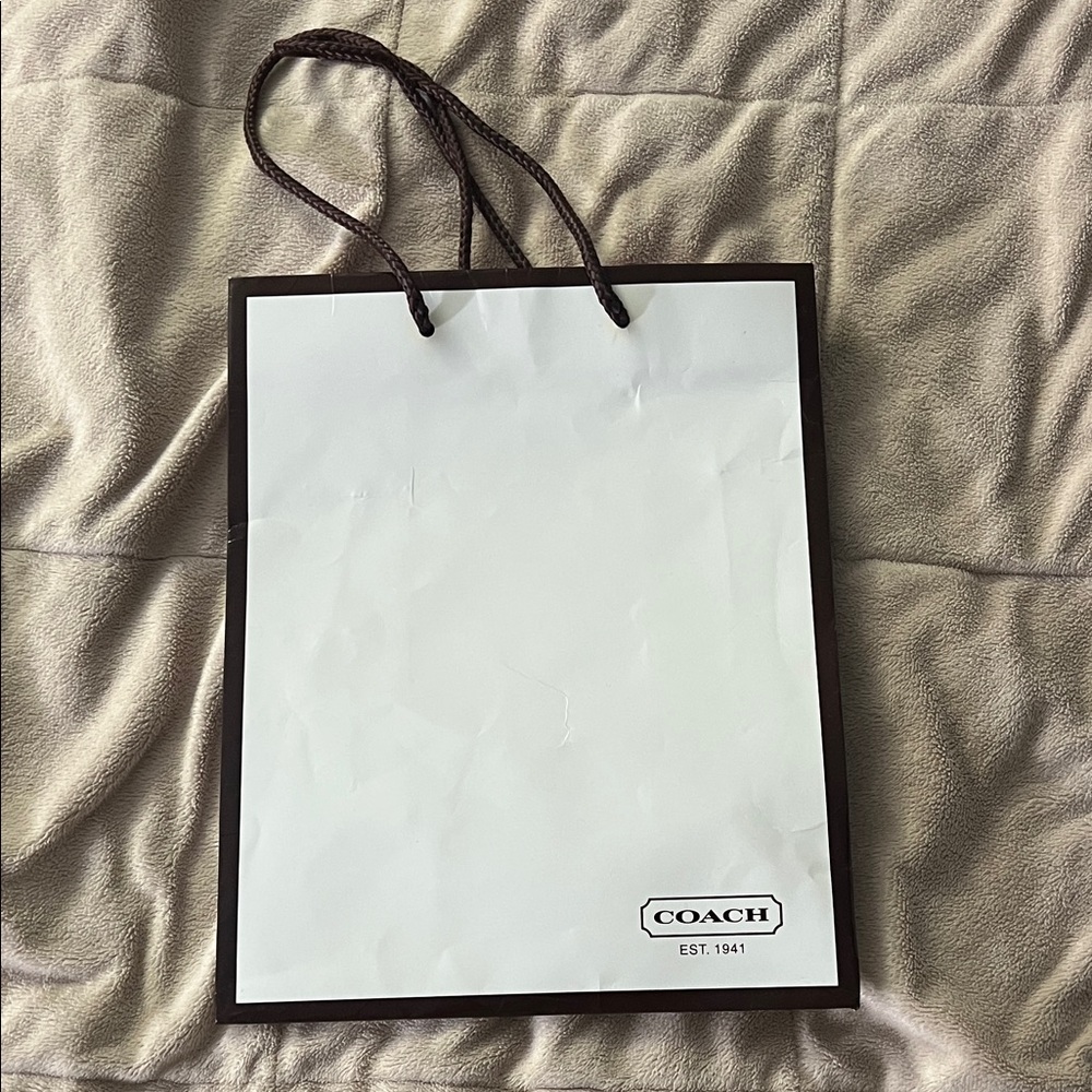 Coach White and Brown Gift Bag